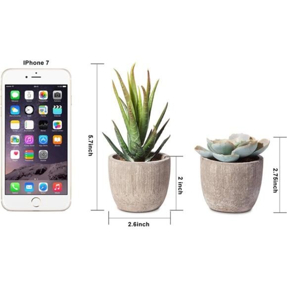 Fake Plants Artificial Succulent Plant Assorted Decorative Faux Succulent Potted - Picture 2 of 7